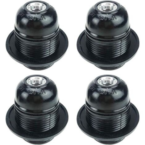 Schwarze E27-Schraube, E27-Glühbirnenfassung, 4 Stück E27-Fassung, E27-Sockelbirne, massive Glühbirnenfassung, schwarzer Fassungsadapter, Lampenfassungen, Dekoration, Café, Küche, Cafeteria, Industrie
