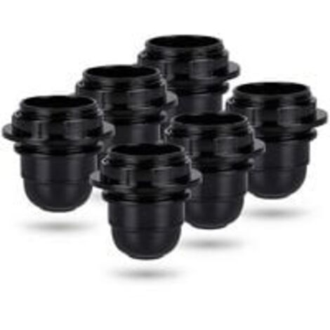 Schwarze E27-Schraubfassung – 6x E27-Lampenfassung mit Kunststoffring – E27-Glühbirnenfassung – E27-Glühbirnenhalter für Decken- und Pendelleuchten – E27-Glühbirnenfassung