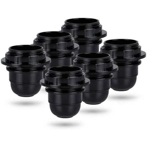Schwarze E27-Schraubfassung – 6x E27-Lampenfassung mit Kunststoffring – E27-Glühbirnenfassung – E27-Glühbirnenhalter für Lampen