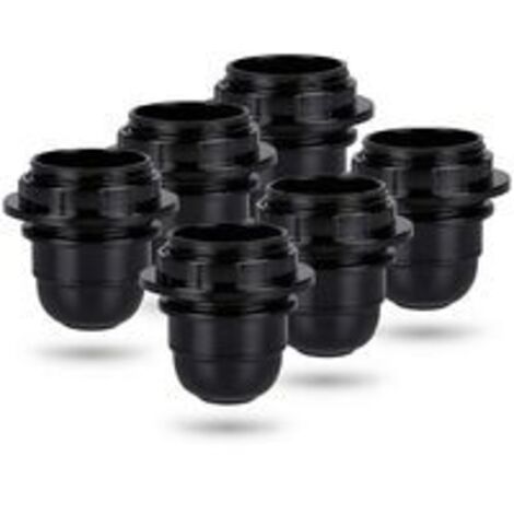 Schwarze E27-Schraubfassung - 6x E27-Lampenfassung mit Kunststoffring - E27-Lampenfassung - E27-Lampenfassungshalter für Decken- und Hängelampe - E27-Lampenfassung