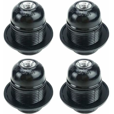 Schwarze E27-Schraubfassung, E27-Lampenfassung, 4 Stück E27-Fassungen, E27-Lampenfassungen, massive Lampenfassungen, schwarzer Fassungsadapter, Lampenfassungen zur Dekoration in Cafés, Küchen, Kantine