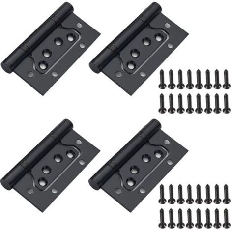 Schwarze Edelstahlscharniere mit Schrauben – 4er-Set, Klappscharniere für Holztüren, Holzschränke und -regale, 100 mm x 50 mm