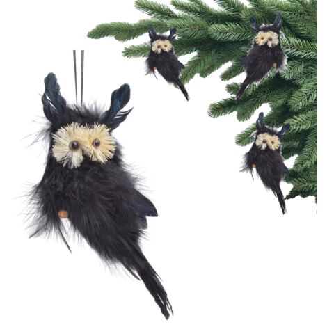 Schwarze Eule - Vögel und Christbaumschmuck 14 cm