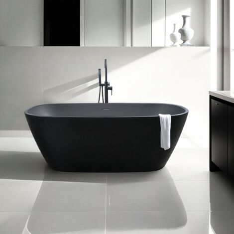 ARATI BATH & SHOWER Schwarze freistehende ovale Badewanne 170x78cm modernes Design Idra Dark