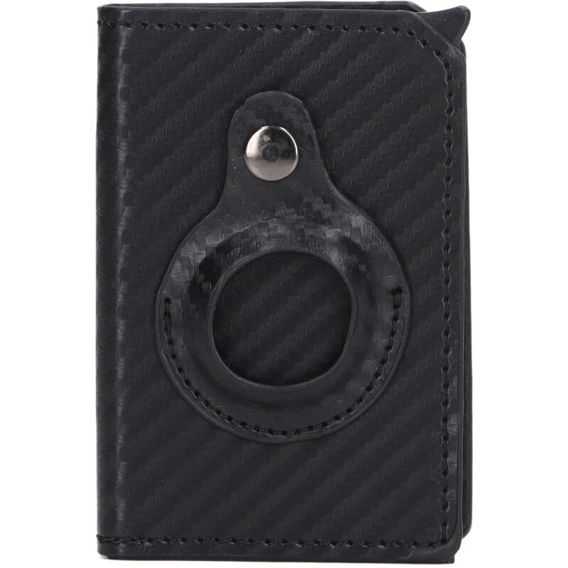 Image of Schwarze Geldbörse aus Kohlefaser für Damen und Herren mit RFID-Schutz und silbernem Clip