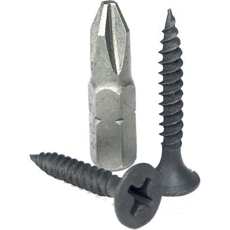 Schwarze Gipskartonschrauben in Streifenform, UNIVERSAL, 3,5 x 25 mm, Schachtel mit 1000 Stück