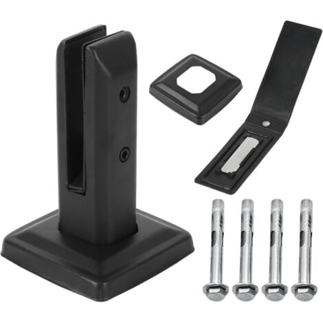 Schwarze Glasklemmen mit Schrauben, Edelstahl 304, Höhe 160 mm, für 10–13 mm Glas, Treppengeländer, Zäune, Pooldecks und andere Glasflächen