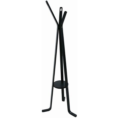 Schwarze Holzständer-Garderobe mit 3 Armen, 50cm x 170cm