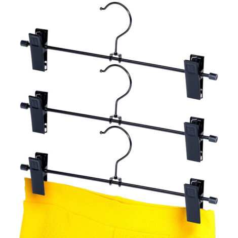 Schwarze Hosenbügel aus Metall mit Clips, 3 Stk.