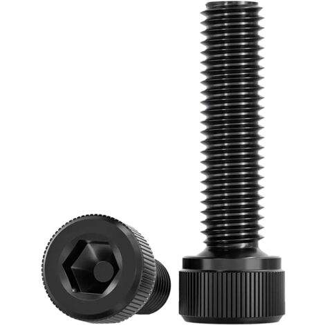 Schwarze Innensechskantschrauben, 20 Stück, M5 x 25 mm, Innensechskantschrauben, DIN 912 / ISO 4762, Edelstahl A2 V2A, Vollgewinde-Innensechskantschrauben
