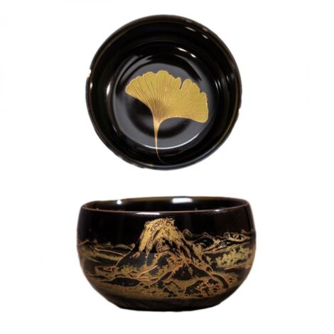 Schwarze Keramiktassen mit goldenen Details, 11er-Set, 9 x 5,5 cm, 200 ml Fassungsvermögen