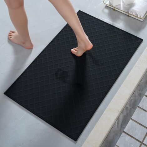 Schwarze Kieselgur-Fußmatte, 40 x 60 cm, 1 Stück, saugfähige und rutschfeste Matte für den Badezimmer-/Toiletteneingang.