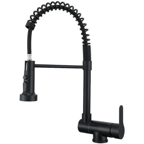 Schwarze, klappbare Küchenarmatur mit Ausziehbrause, 360° schwenkbarer, klappbarer Küchenmischer, klappbare Küchenarmatur, flexible Küchenarmatur, mattschwarzer Edelstahl-Brauseschlauch, klappbarer Mi