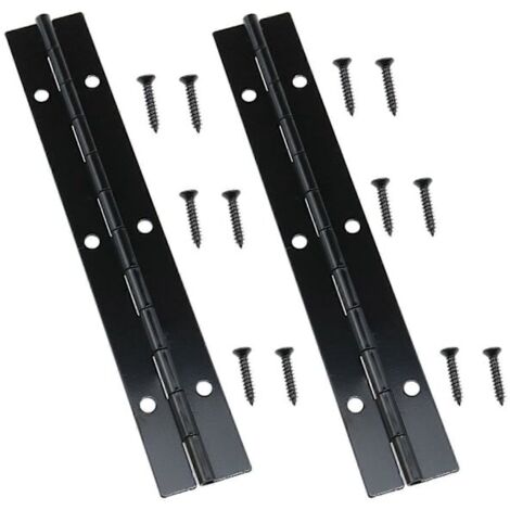 Schwarze Klavierbänder aus Schmiedeeisen, mit Schrauben, durchgehende Edelstahlbänder, geeignet für Schranktüren, Fenster und Boote, 2er-Packung.