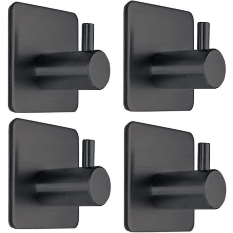 Schwarze Klebehaken für Handtuchhalter, für Küchen- und Badezimmertüren, 4er-Pack