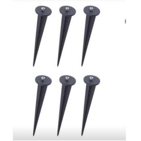 Schwarze Kunststoff-Gartenstecker mit Lampenfassung, 6er-Pack, 35 x 160 mm
