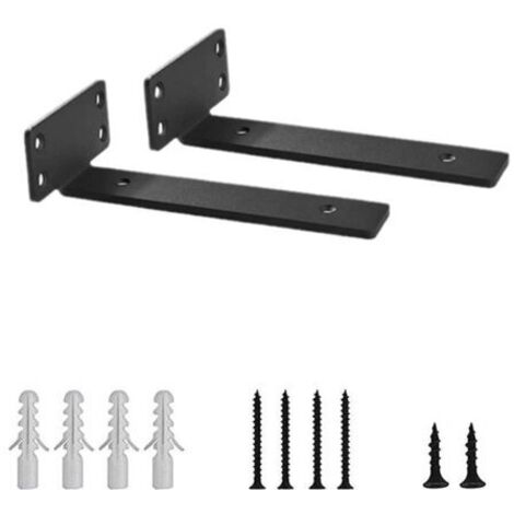 Schwarze L-förmige Regalböden mit 0,2" Dicke, versteckte Stahlhalterungen für Regale – Robuste 6" (2 Stück) Beschläge für schwebende Regale – Wandregal
