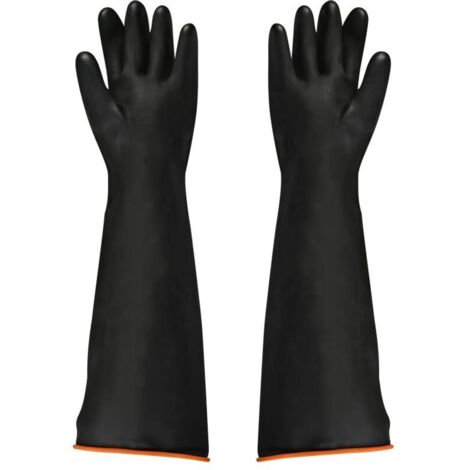 Schwarze Latexhandschuhe, 1 Paar, 55cm, Säure-/Laugenbeständig, Arbeitsschutz, Arbeitshandschuhe