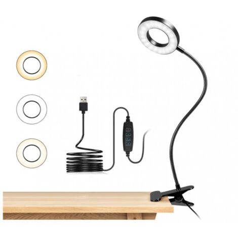 Schwarze LED-Schreibtischlampe, 360° flexible Leselampe, 3 Beleuchtungsmodi und 10 Helligkeitsstufen, USB-LED-Lampe