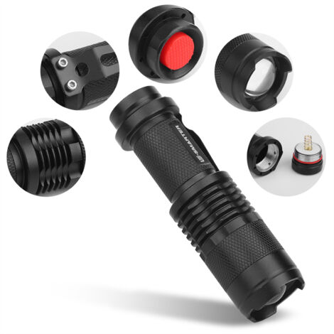 Schwarze LED-Taschenlampe (365 nm) zur UV-Detektion und -Inspektion