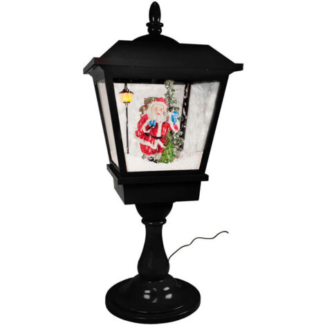 Schwarze LED Tischlaterne - Schneiende 65cm Santa Claus Laterne