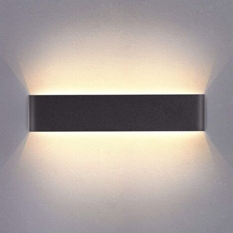 Schwarze LED-Wandleuchte für den Innenbereich, 31 cm, warmweiß, 20 W, 3000 K, moderne Wandleuchte für Schlafzimmer, Wohnzimmer, Treppenhaus, Flur und Badezimmer