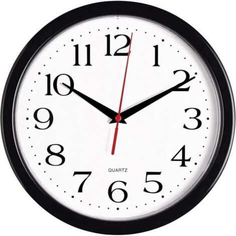 Schwarze, leise, nicht tickende 10-Zoll-Premium-Quarz-Wanduhr, batteriebetrieben, rund, gut lesbares Sweep-Uhrwerk für Zuhause/Büro/Küche/Klassenzimmer/Schule