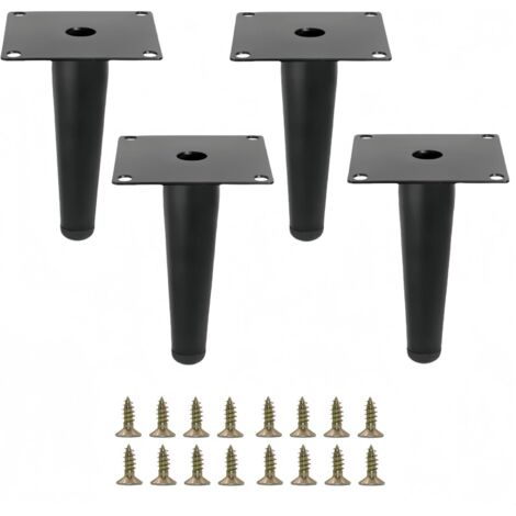 Schwarze Metall-Möbelbeine, stabile gerade Beine, moderne Ersatzbeine für Schrank, Sofa, Stuhl, 4er-Set (schwarz, 10,2 cm)
