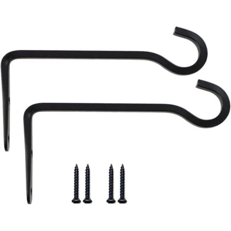schwarze Metall-Wandhaken 21 x 10 cm für Hängekörbe, Lebensmittelbehälter, Pflanzen, Laternen