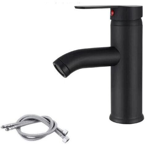 Schwarze quadratische Waschbeckenarmaturen, Schwarze Waschbeckenarmaturen, Mischbatterie für heißes und kaltes Wasser aus Edelstahl, Toiletten, Badezimmer, Becken (A