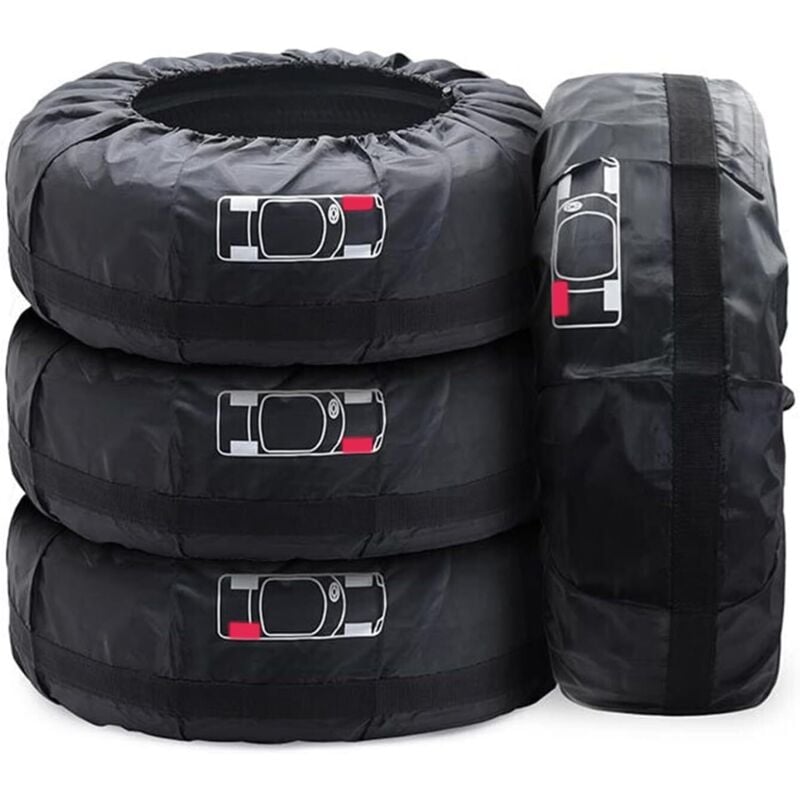 Image of Schwarze Reserveradabdeckung, 4er-Set, wasserdicht, für Reserverad (Durchmesser 65 x 37 cm)