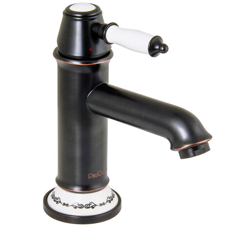 schwarze Retro Waschtischarmatur Einhandmischer Bordüre Wasserhahn