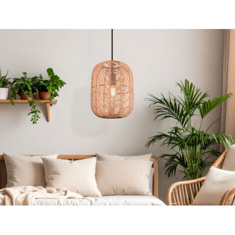 Schwarze Runa-Aufhängung und brauner Sisal-Diffusor Ø25 cm Trio Lighting