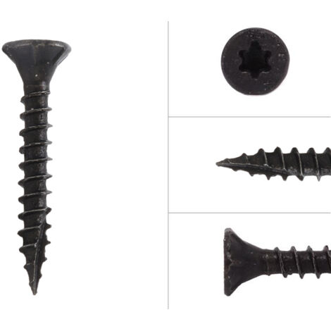 Schwarze Schrauben Verzinkt 3,5 x 25 mm Torx 20 mit Schneidkerbe