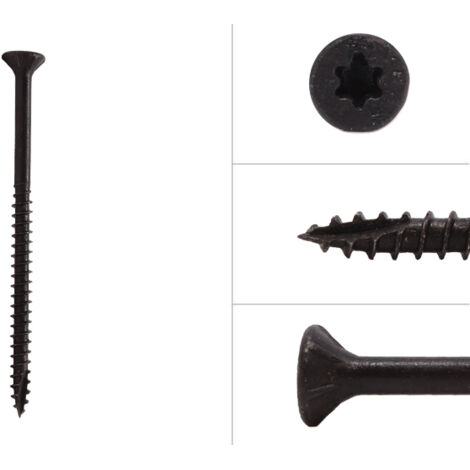 Schwarze Schrauben verzinkt 5 x 80 mm Torx 20 mit Schneidkerbe -