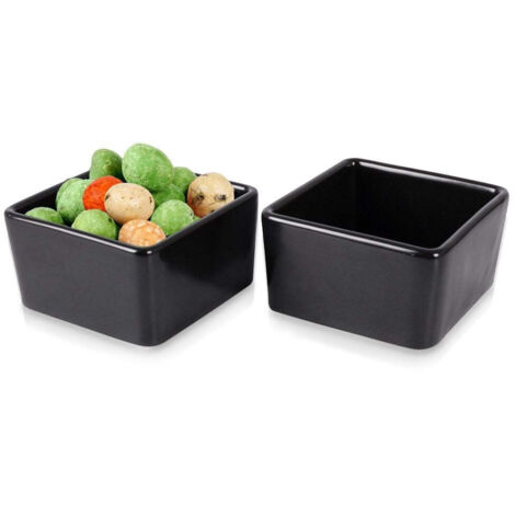 Schwarze Servierschüssel, quadratisch, 2er-Set