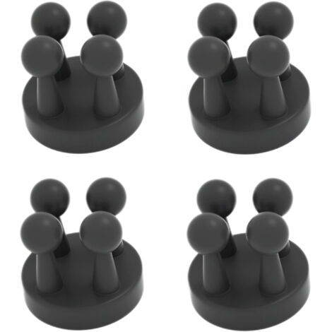 schwarze Silikon-Klebehaken für Badezimmer – Multifunktionaler Zahnbürstenhalter für Küche und Büro – 4er-Set – 3,51 x 3,51 x 3,51 cm
