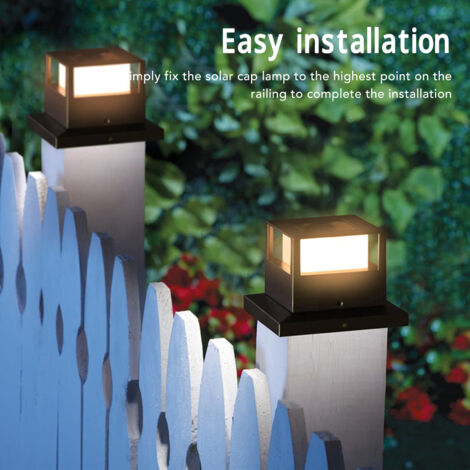 Schwarze Solar-Stehlampe mit Lichtsensor und zweifarbigen LEDs für Gärten