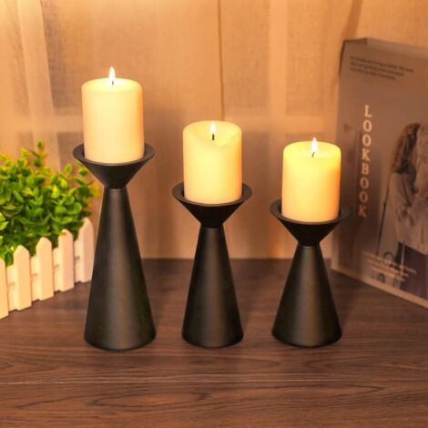 schwarze, spitz zulaufende Kerzenhalter, Kerzenständer, Dekoration für Schlafzimmer und Wohnzimmer