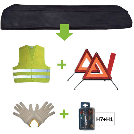 SCHWARZE TASCHE NOTFALLSET + MK H7+H1 + WESTE + TRIANG. + HANDSCHUHE  JBM52783