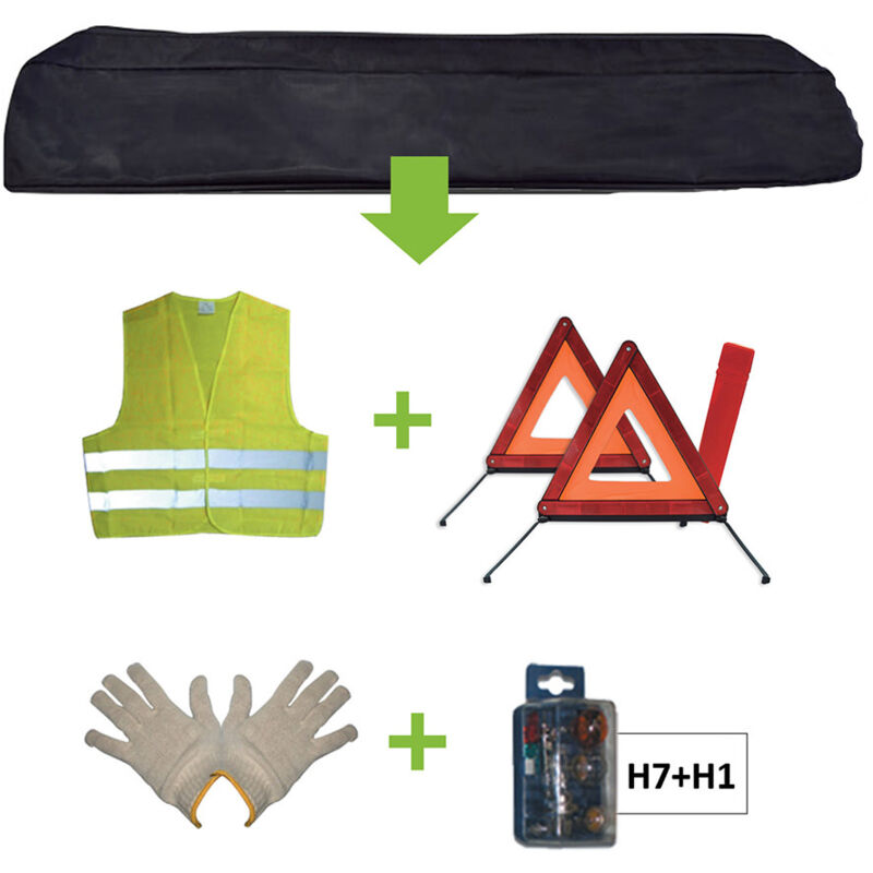 European Tools - Schwarze Tasche Notfallset + Mk H7+h1 + Weste + Triang. + Handschuhe Jbm52783