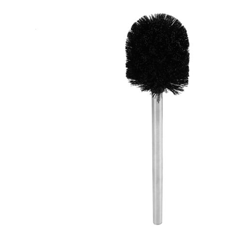Schwarze Toilettenbürste mit rundem Bürstenkopf und Edelstahlgriff