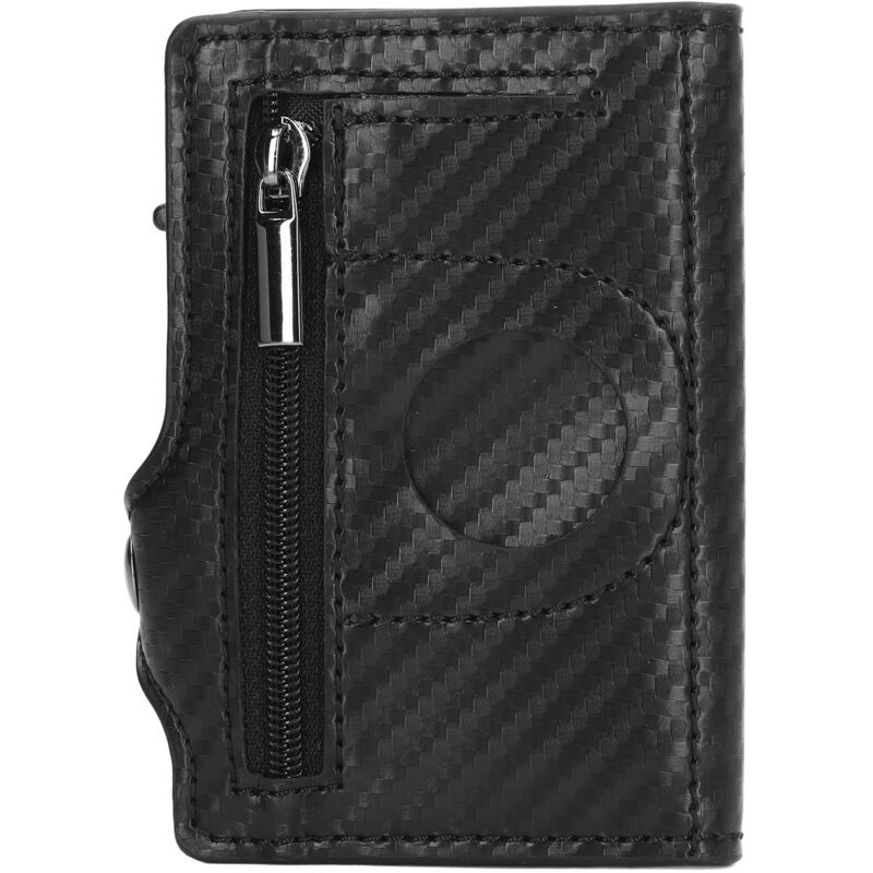 Image of Schwarze, ultradünne RFID-Geldbörse aus Kohlefaser mit Diebstahlschutz für Ortungsgeräte und Karten