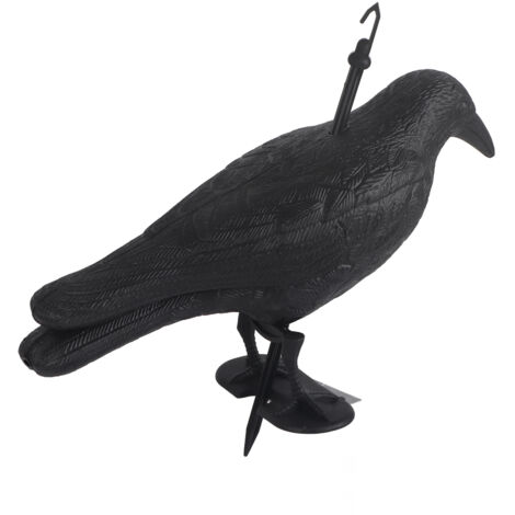 Schwarze Vogelscheuche aus Kunststoff mit Federn – Vogelabwehr für Garten und Hof