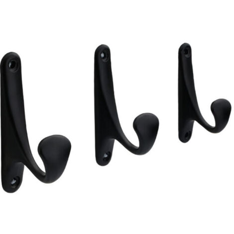 schwarze Wandhaken, matte schwarze Kleiderhaken, einfache Haken mit Schrauben, Kleiderbügel aus Aluminiumlegierung (schwarz)