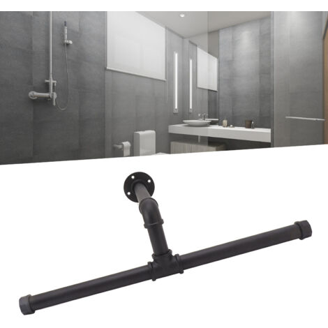 Schwarze, wandmontierte Garderobe aus Metallrohr für Kleiderbügel, Hüte und Kleidung – 4,5 kg – Einfache Montage und multifunktionales Design
