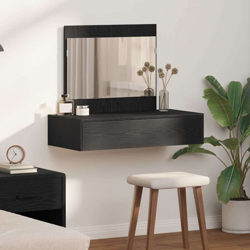 Wandhängender Schminktisch Schwarz Eiche 83x40x70 Cm - Vidaxl