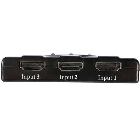 Schwarzer 3-Port-HDMI-Switch für mehrere Bildschirme mit automatischer Umschaltung und 1080p-Splitter