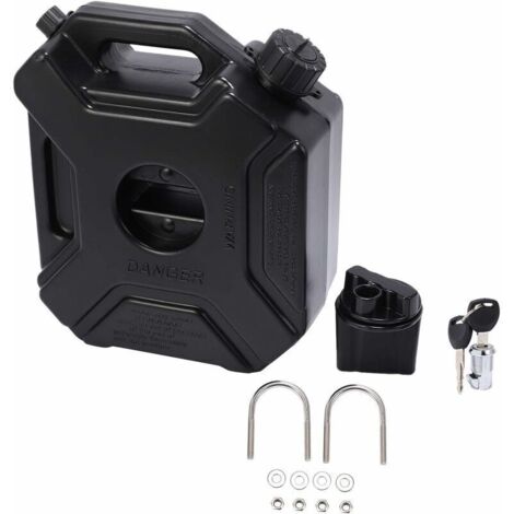 Schwarzer 5-Liter-Kraftstofftank – Für Auto und Motorrad – Mit Schloss und Schlüssel