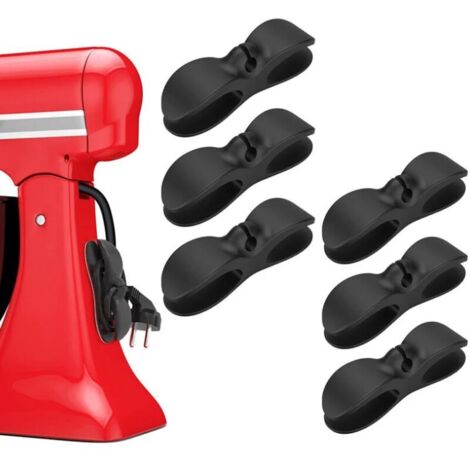 Schwarzer 6-teiliger Kabelorganizer für Haushaltsgeräte – Selbstklebender Organizer für kleine Küchengeräte, Kabelaufwickler